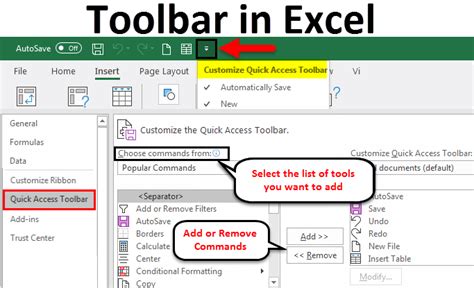 Excel toolbar