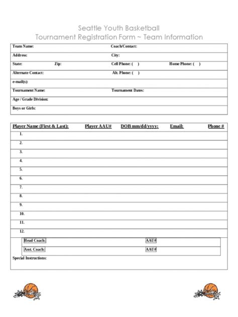 Excel Tournament Registration Form Template