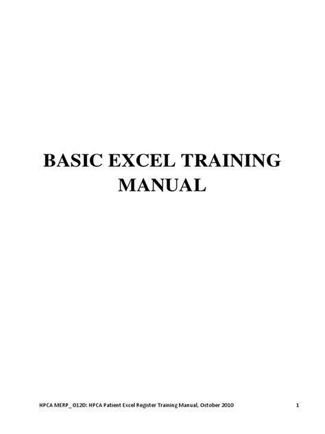 Excel Training Manual PDF