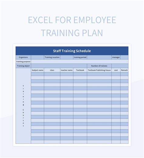 Excel training plan template