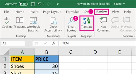 Best practices for translating Excel files to English