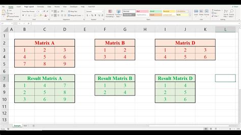 Excel Transpose Matrix