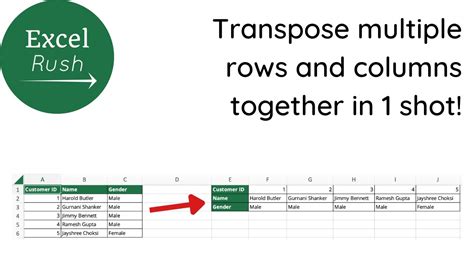 Excel Transpose Rows to Columns