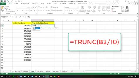 Change Last Digit to 0 in Excel