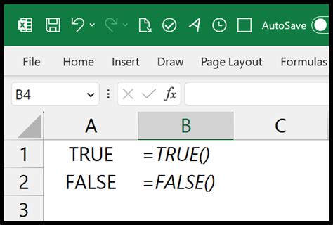 Excel True False Values