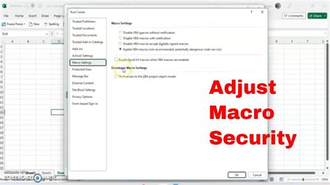 Excel Trust Center Settings