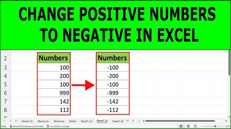 Excel Turn Number to Negative