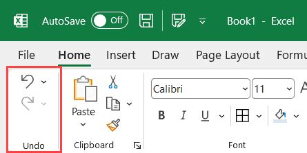 Excel Undo and Redo