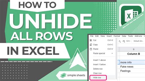 Excel Unhide All Rows Solution