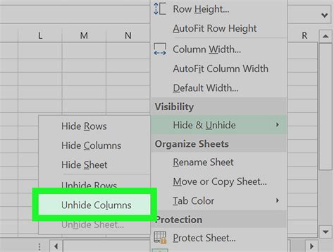 Excel Unhide Column