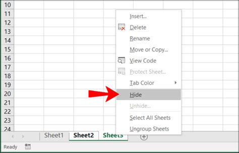 Excel Unhide Feature in Home Tab