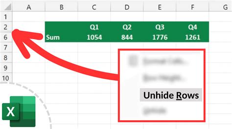 Excel Unhide Rows 3