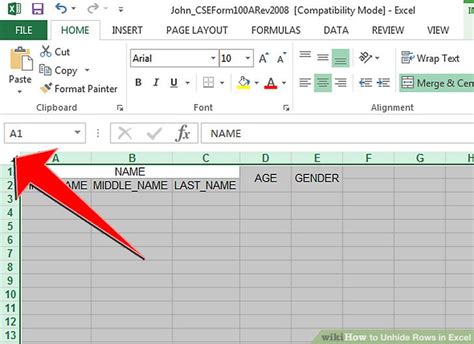 Excel Unhide Rows with Format 4