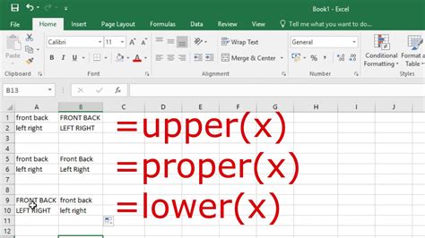 Excel UPPER and LOWER Functions