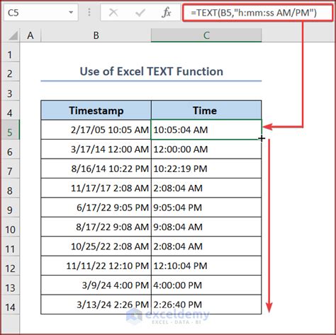 Excel UTC Timestamp to Date Conversion Method 1