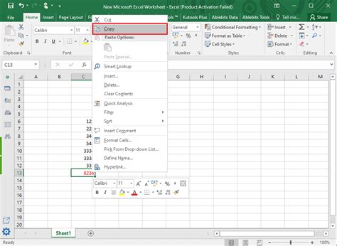 Excel Value Copying