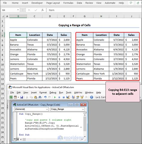 Using the ActiveCell object in Excel VBA