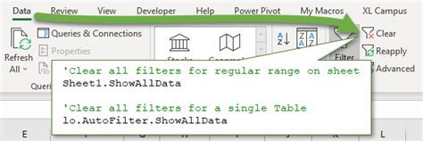 Excel VBA Clear Filter Best Practices