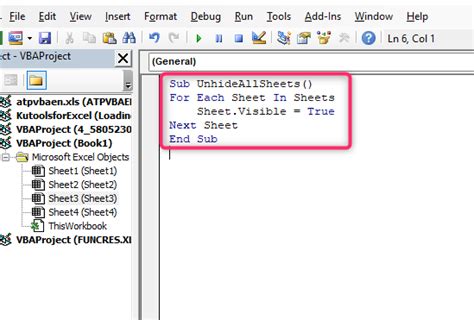 Unhiding columns in Excel using VBA code