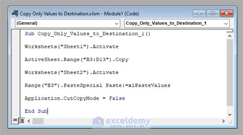 Excel VBA Copy Values Method