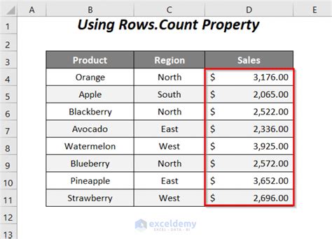 Excel VBA count rows