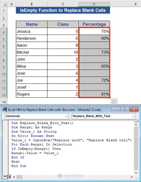 Excel VBA empty cells example