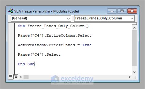 Excel VBA Freeze Panes Example 10