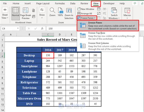 Excel VBA Freeze Panes Example 4