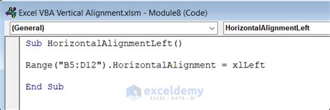 Excel VBA Horizontal Alignment Left