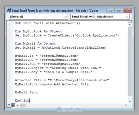 Excel VBA Macros Email Attachment