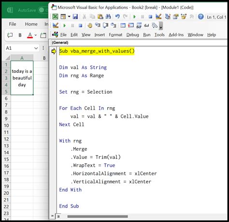 Excel VBA Merge Cells