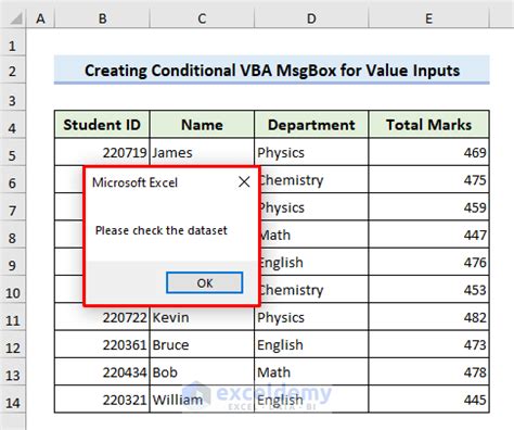 Excel VBA MsgBox Conditional Logic