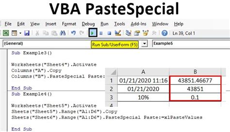 Paste Special in Excel VBA