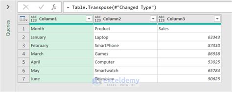 Excel VBA Power Query Transpose