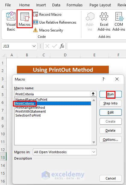 Excel VBA PrintOut Method