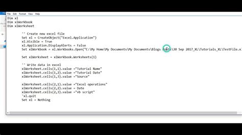 Excel VBA Script Example