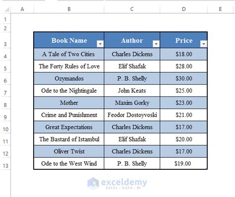 Excel VBA Tables