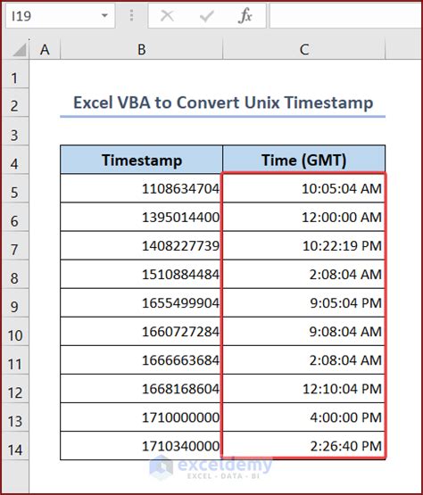 Excel VBA timestamp conversion