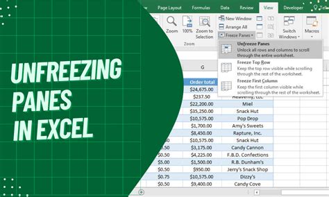 Excel VBA Unfreeze Panes