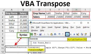 Excel VBA Worksheet Function Transpose