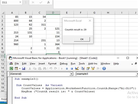 Excel VBA WorksheetFunction CountA