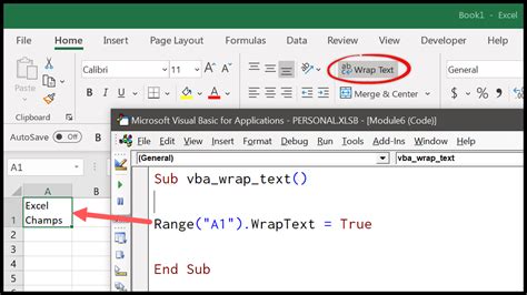 Excel VBA Wrap Text Charts Example