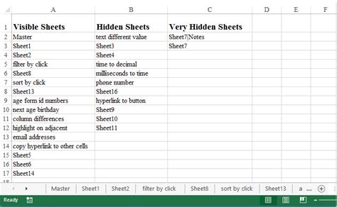 Excel Visible Sheets Tips