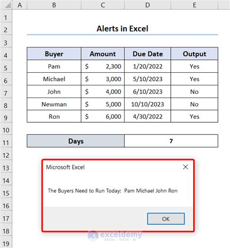 Excel Visual Alerts