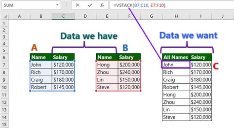 Excel VSTACK function