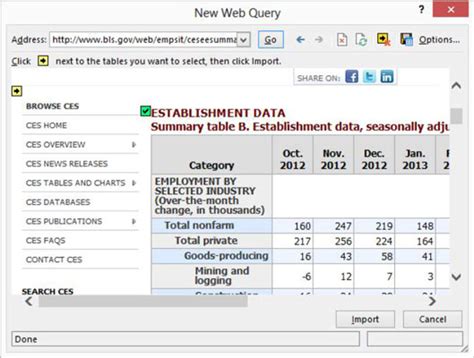 Excel Web Query Tool