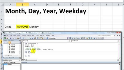 Excel week start date VBA