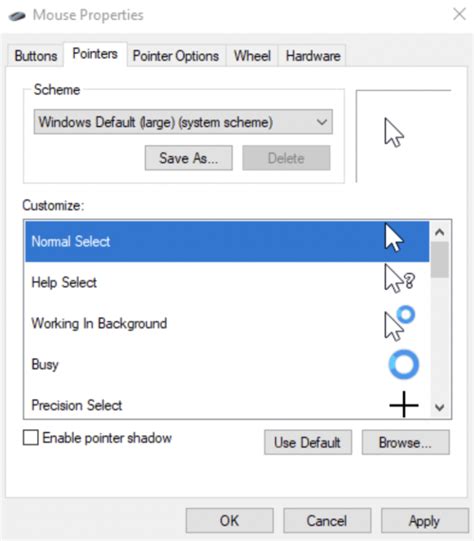 Excel White Cross Cursor