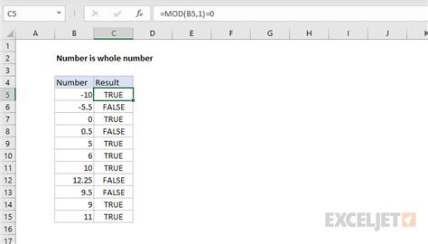 Excel Whole Number Functions