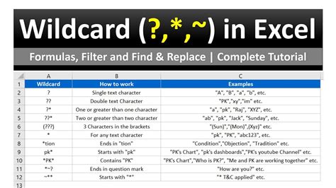 Excel Wildcard Formula Examples